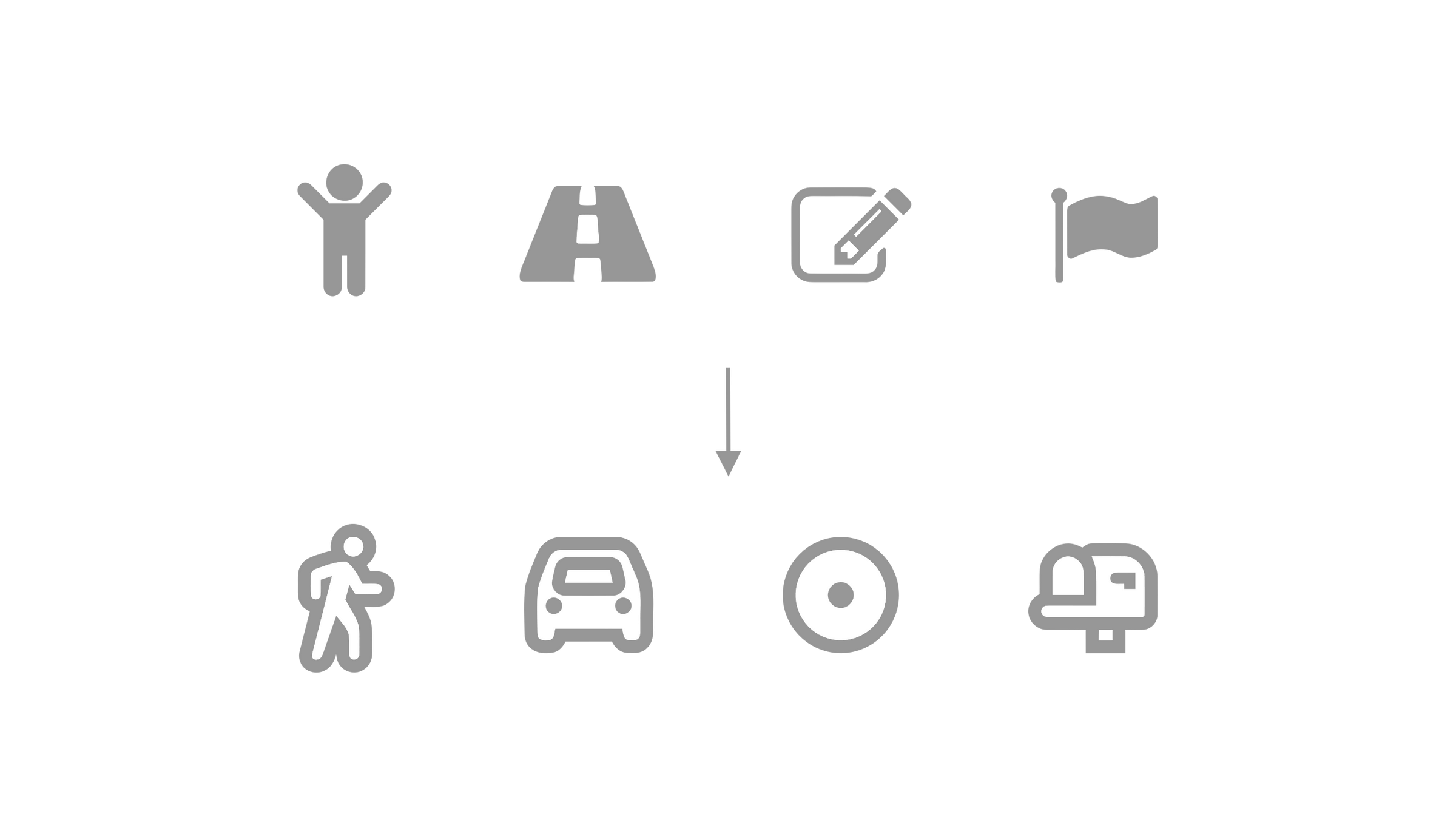 Before and after comparison of area type icons, showing the evolution from generic to purpose-designed iconography