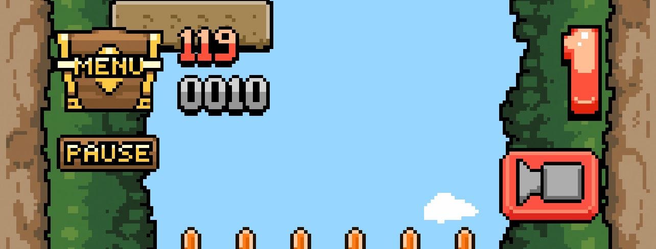 Close-up of the in-game interface showing score, coins collected, and level indicator